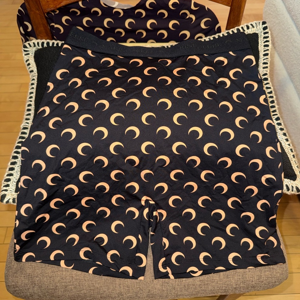 Marine Serre Authentic Black and Tan Crescent Moon Biker Shorts